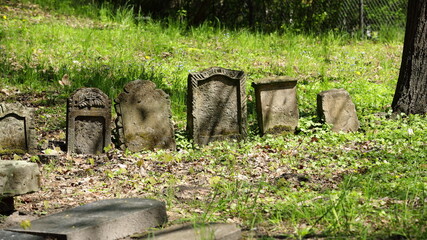 Historic tombstones in the place of the old cemetery