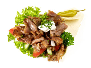 Dürüm Döner zum mitnehmen mit Chili - Freigestellt