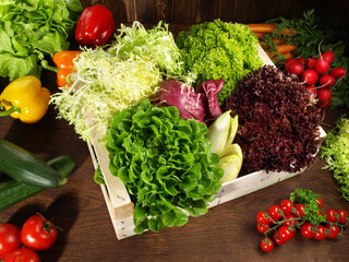 Salat und Gemüsekiste