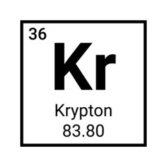 Krypton element science icon. Vector chemistry atom laboratory symbol krypton