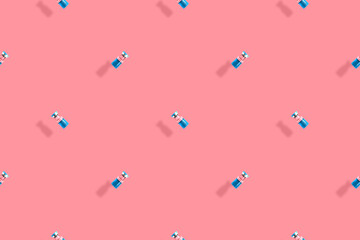 Medical vaccine bottles seamless pattern. Background on the theme of medicine, vaccination and human health.
