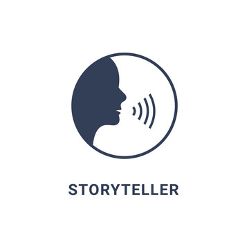 Storyteller Brand Digital Logo Icon. Story Teller Illustration Badge Vector Icon