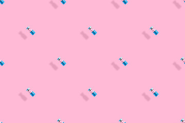 Medical vaccine bottles seamless pattern. Background on the theme of medicine, vaccination and human health.