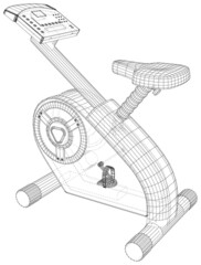 Stationary bicycle on a white background. EPS10 format. Vector created of 3d.
