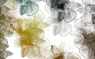Light Green, Yellow vector abstract backdrop with flowers.