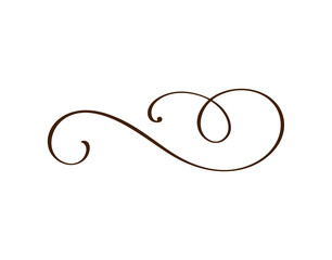 Vector vintage line elegant divider and separator, swirl and corner decorative ornament. Floral line filigree design element. Flourish curl element for invitation or menu page illustration