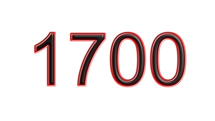 red 1700 number 3d effect white background