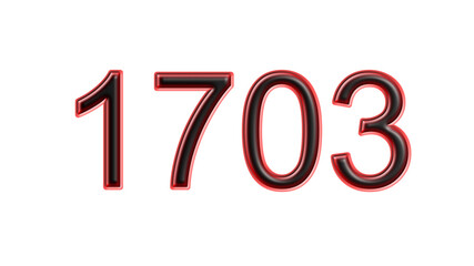 red 1703 number 3d effect white background