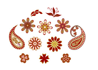 Vector decorative design Paisley, floral elements. - 457111931