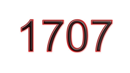 red 1707 number 3d effect white background