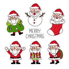 Christmas with funny Santa Claus character design illustration