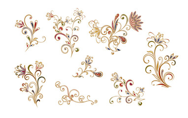 Vector decorative design Paisley, floral elements. - 457112185