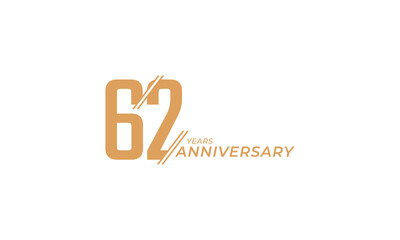 62 Year Anniversary Celebration Vector. Happy Anniversary Greeting Celebrates Template Design Illustration