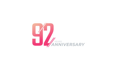 92 Year Anniversary Celebration Vector. Happy Anniversary Greeting Celebrates Template Design Illustration