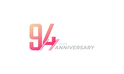 94 Year Anniversary Celebration Vector. Happy Anniversary Greeting Celebrates Template Design Illustration
