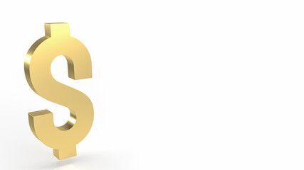 gold gold dollar symbol on white background 3d rendering
