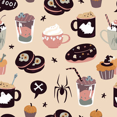 Seamless Pattern with Sweets for Halloween.