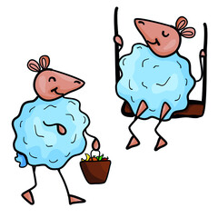 Vector digital eps illustration: Cute sheep set