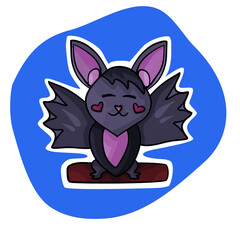 Vector digital illustration: Cute cartoon bat, Halloween time