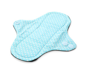 Cloth menstrual pad isolated on white. Reusable female hygiene product
