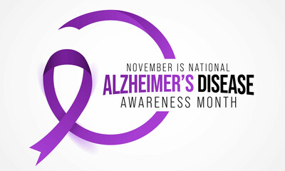 Alzheimer's Disease awareness month is observed every year in November, it is a progressive disease, where dementia symptoms gradually worsen over a number of years. Vector illustration