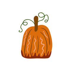 Autumn elements in warm colors with pumpkins. Vector design for autumn card, poster, logo, print, etc. 