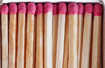Whole matches folded exactly in box, macro close-up