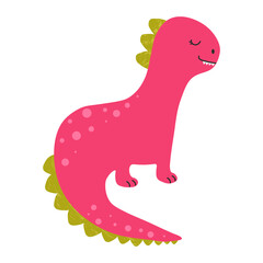 Illustration of cute cartoon dinosaur on white background. Can be used for children's room, sticker, t-shirt, mug and other design. Cute little dinosaur.