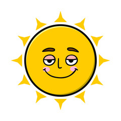 Smile Happiness cute sun emoticon cartoon icon illustration design isolated flat cartoons style 