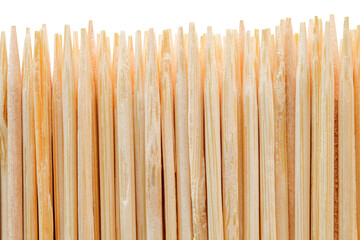 Toothpicks, many stacked in row, macro close-up - obrazy, fototapety, plakaty