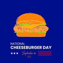 National Cheeseburger Day celebrates poster design concept stock illustration.