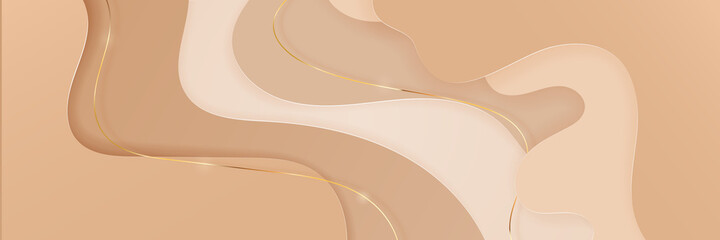 Abstract luxuri background in the style of cut paper with gold stripes. Design for a wedding, flyer, banner