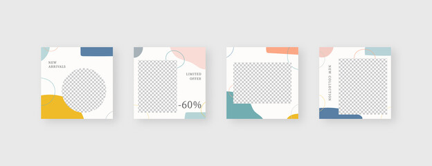 Social media template. Trendy editable social media post template. Mockup isolated. Template design. Vector illustration.