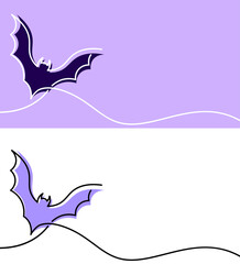 Purple bat draw by single line.