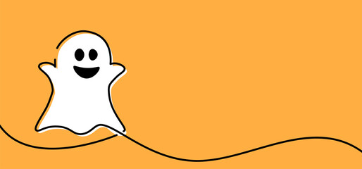 Spooky ghost drawn by single line.