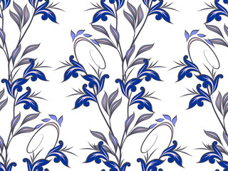 Seamless pattern with abstract flowers. - 457118522