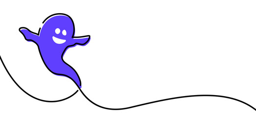 Spooky ghost drawn by single line.