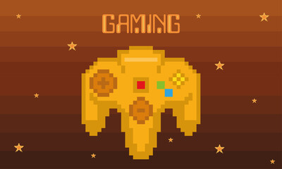 Isolated pixelated golden edition for videogames