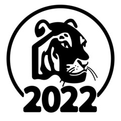 Happy new year 2022 year of tiger drawing tiger black and white lines for poster, brochure, banner, invitation card, vector illustration Isolated on white background.