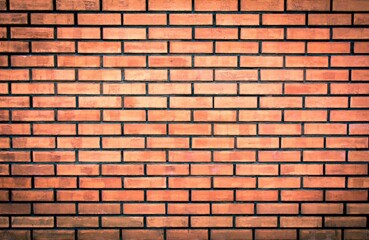 Weathered stained old orange brick wall background