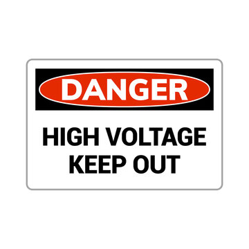 High voltage danger sign. Vector warning symbol electric power high voltage