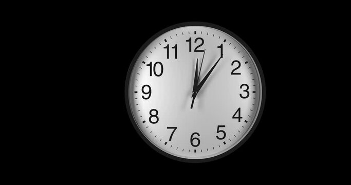 Clock Face Close Up in Time Lapse on black background. Clocks reverse running fast. Clock dial close-up isolated on a black background. Footage is perfect for the layer with different blending modes.