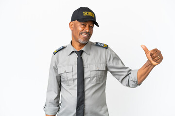 Senior staff man isolated on white background proud and self-satisfied