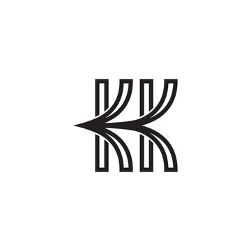 double letter k with line style logo design