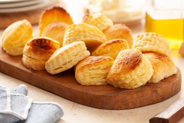 Bunch of small homemade greek cheese puff pastry pies © mpephotos