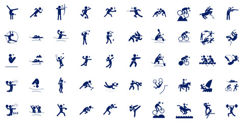 Fototapeta na wymiar Summer sport pictogram dark Blue No framet スポーツ ピクトグラム青紫,枠なし,SVG