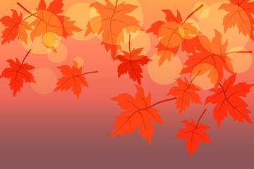 Naklejka na ściany i meble Vector Bright autumn background with maple leaves and stylish bokeh effect 