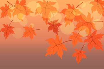 Fototapeta na wymiar Vector Bright autumn background with leaves bokeh