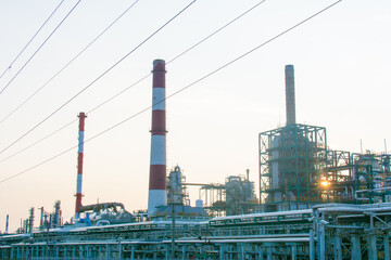 Route M6. Russia. September 20, 2020. Oil and gas refinery with pipeline steel fittings. A close-up view of an industrial oil refinery.