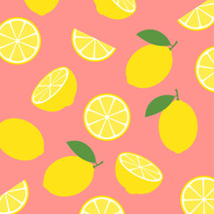 Lemon citrus fruit food summer texture seamless background. Lemon yellow print abstract